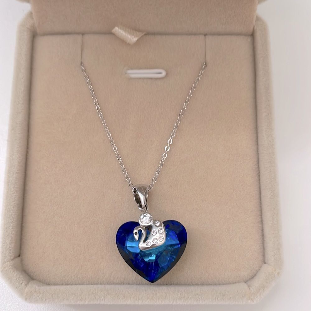 SWAROVSKI CRYSTAL BLUE SWAN PENDANT